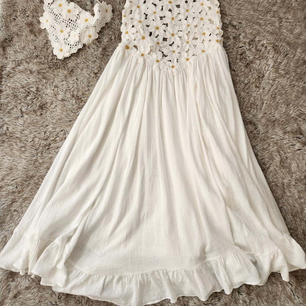 Free People Bali Spring Fling Maxi Dress Ivory Women's Size XL - Picture 5 of 15